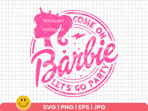 Come On Barbi Let's Go Party Svg, Digital download, Barbi Font, Barbi Icon Logo, Shirt Design, Png, Cricut File, Halloween, Doll Head Svg