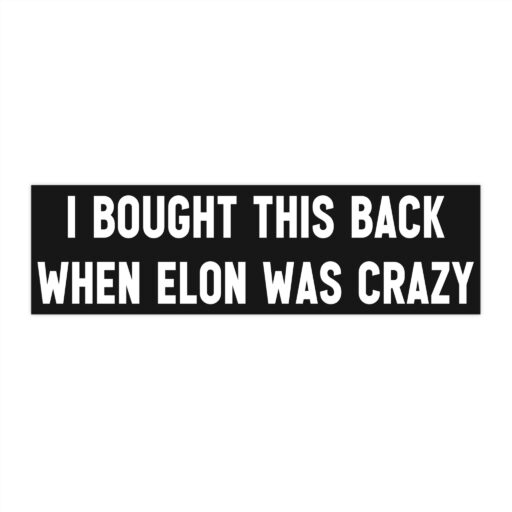 I Bought this back when Elon was crazy Bumper Sticker