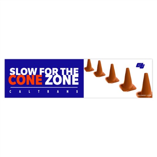 Slow For The Cone Zone Bumper sticker