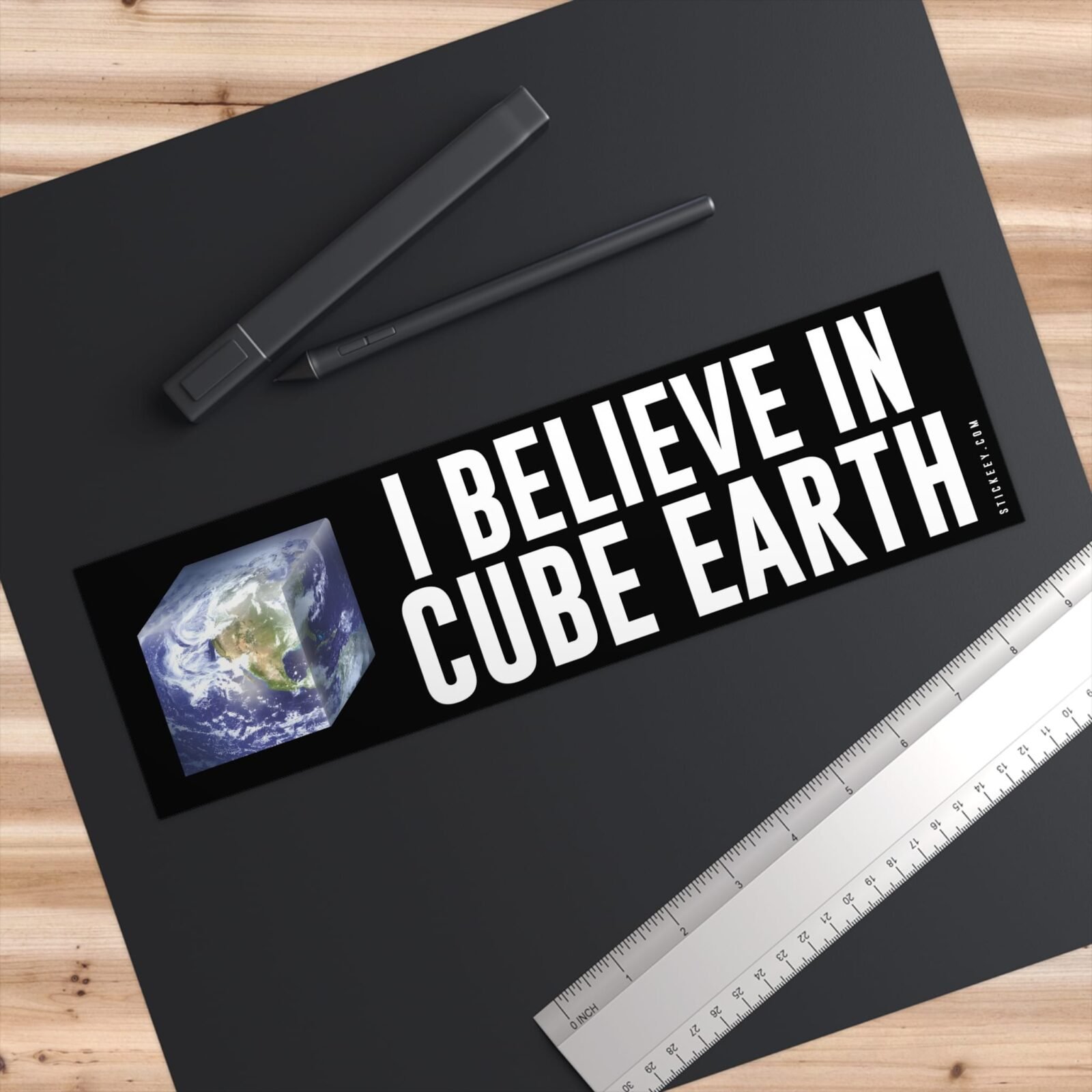 I Believe In Cube Earth Bumper Sticker - Image 3