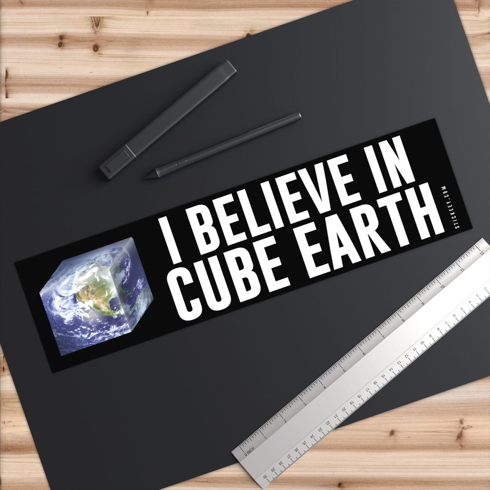 I Believe In Cube Earth Bumper Sticker - Image 6