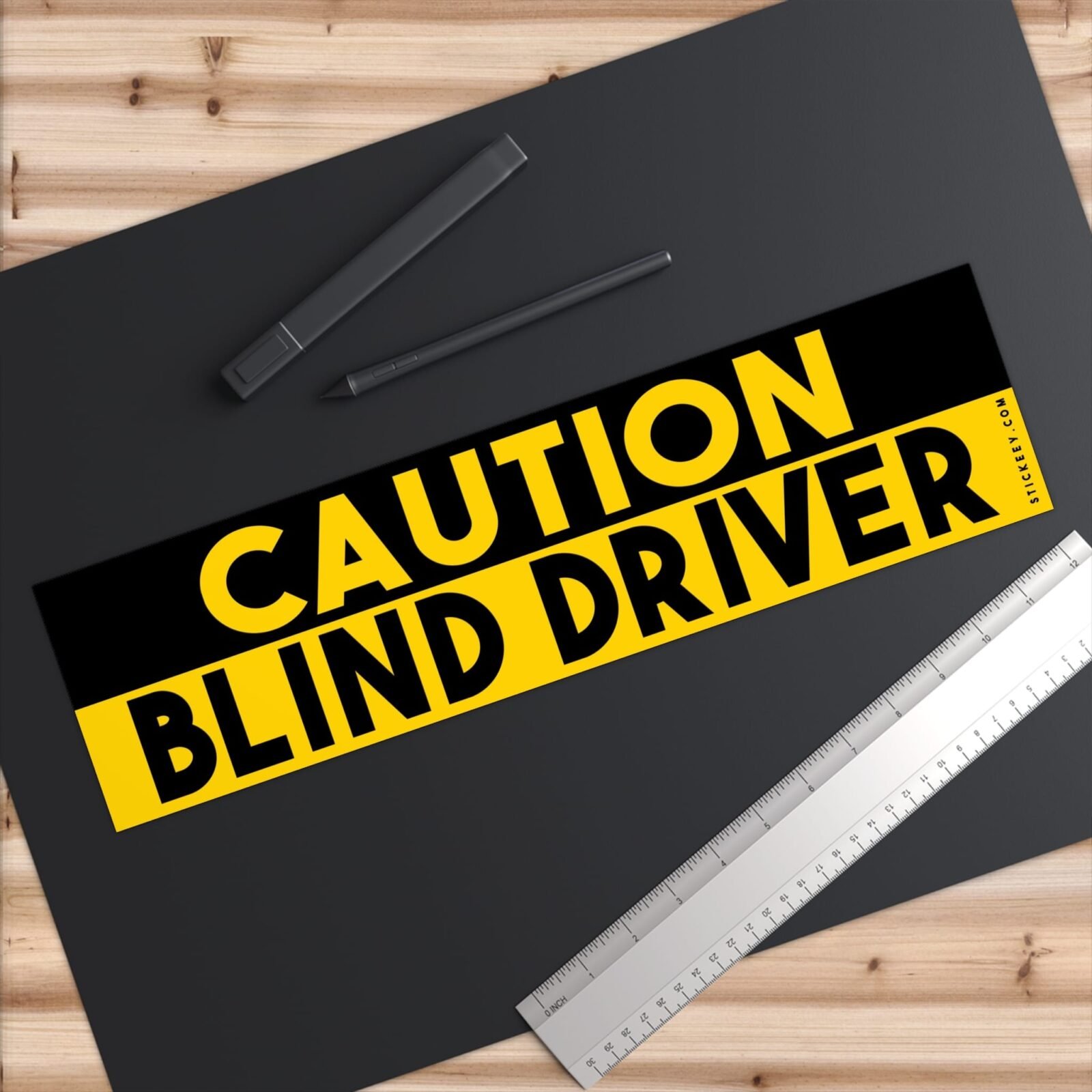 Caution Blind Driver Bumper Sticker - Image 6