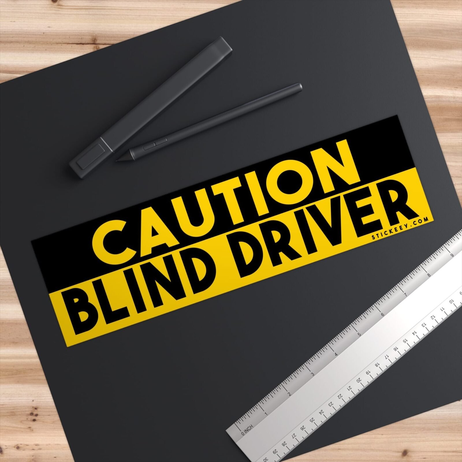 Caution Blind Driver Bumper Sticker - Image 3