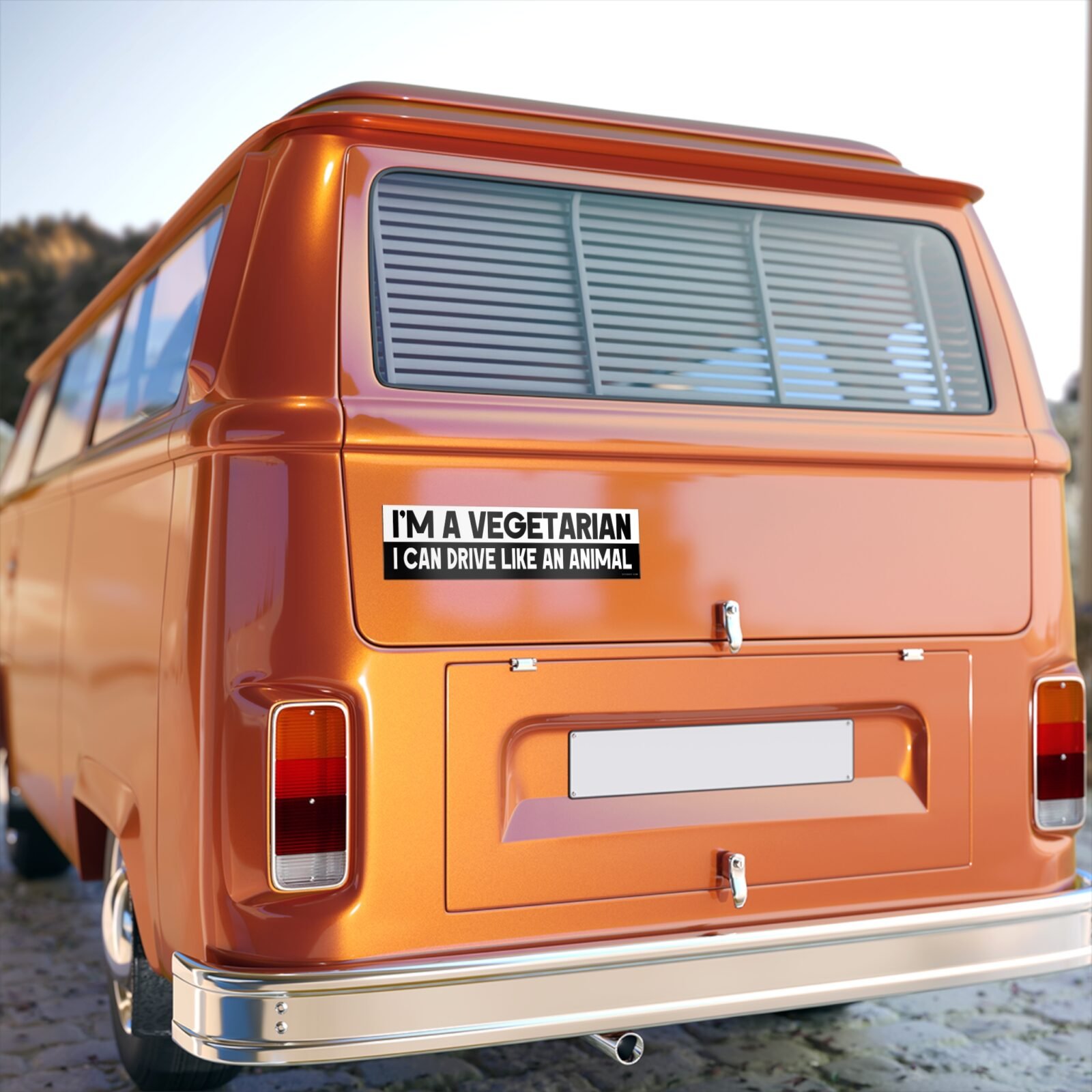 I'm A Vegetarian I Can Drive Like An Animal Bumper Sticker - Image 5