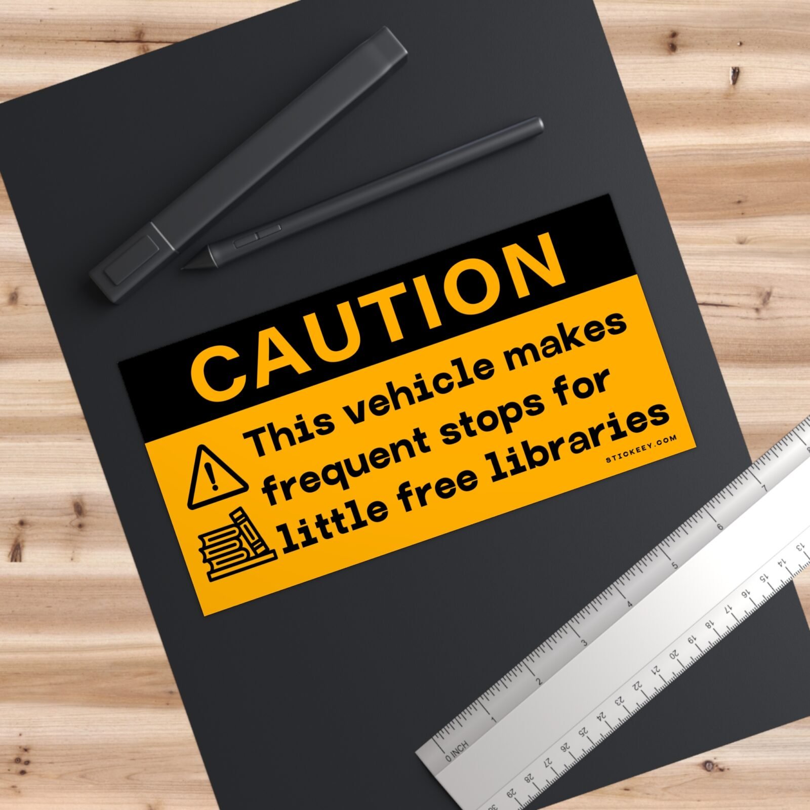 This Vehicle Makes Frequent Stops For Little Free Libraries Bumper Sticker - Image 9