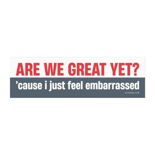 Are We Great Yet Cause I Just Feel Embarrassed Magnet Sticker