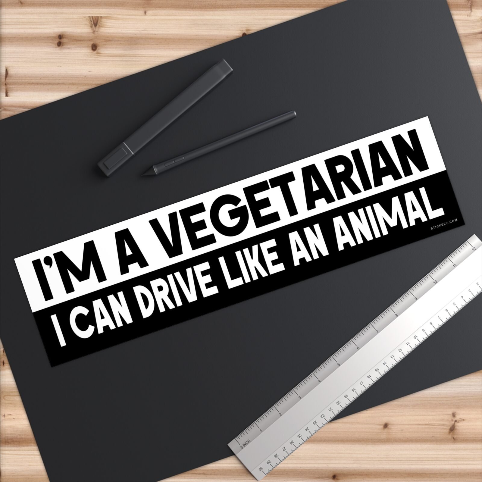 I'm A Vegetarian I Can Drive Like An Animal Bumper Sticker - Image 6
