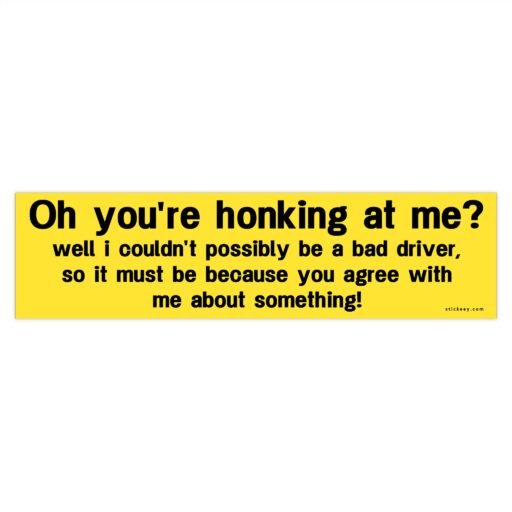 Oh You’re Honking At Me Bumper sticker