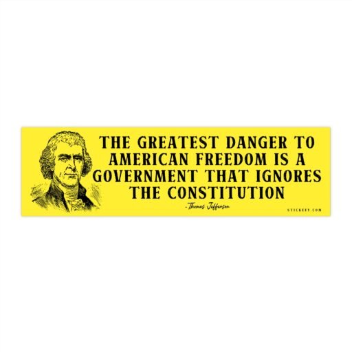 The Greatest Danger to American Freedom is A Government That Ignores The Constitution bumper sticker