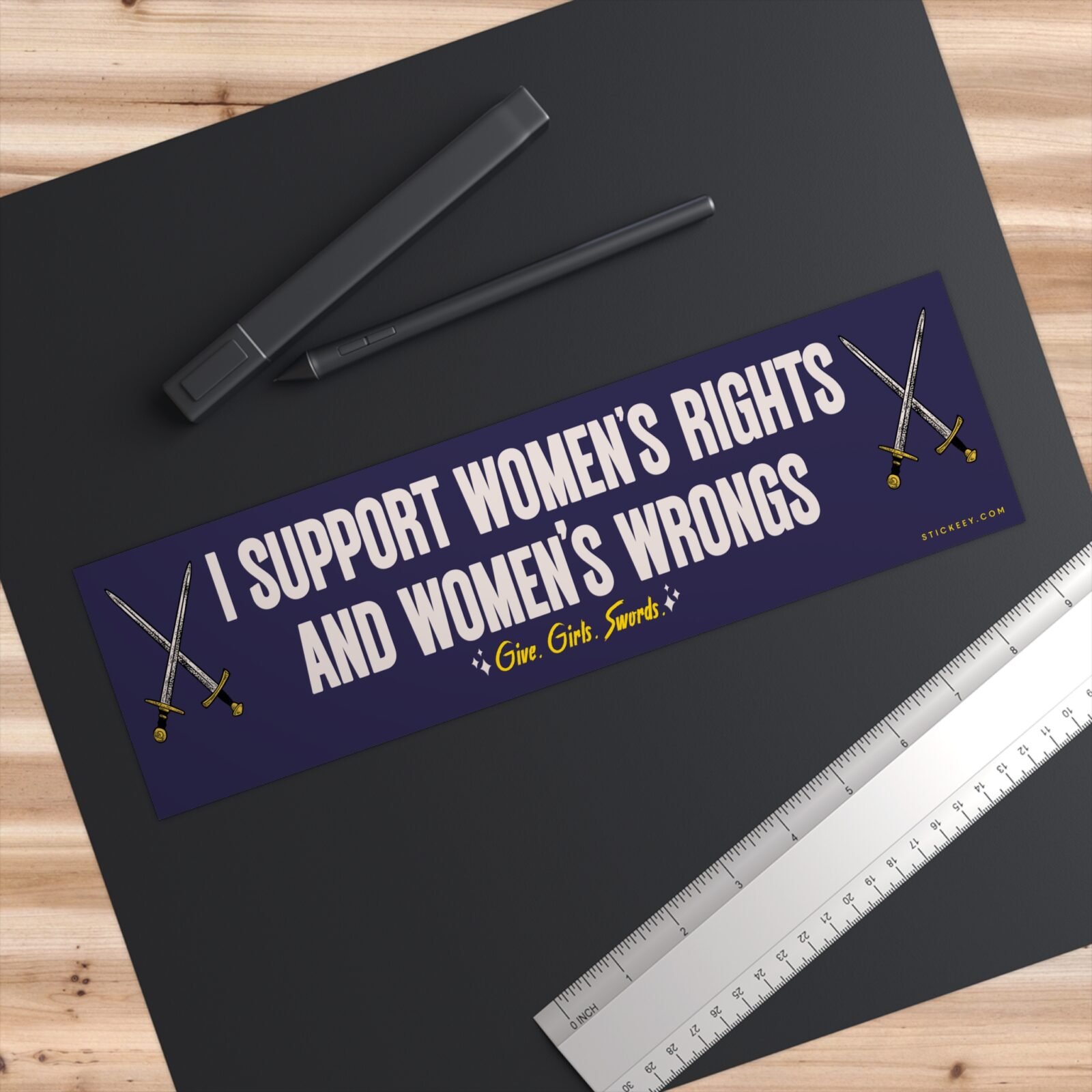 I Support Women's Rights And Women's Wrongs Bumper Sticker - Image 3