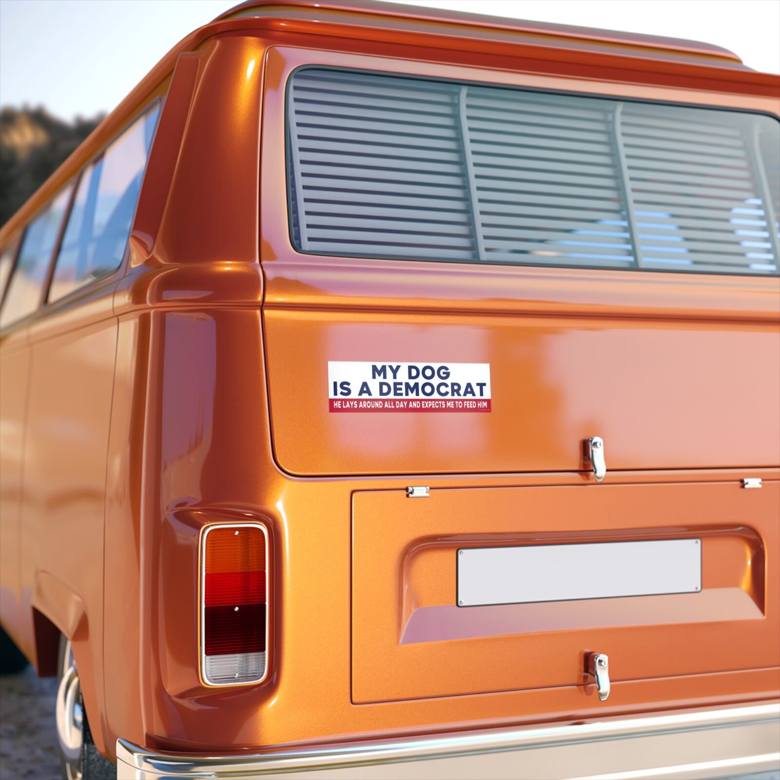 My Dog Is A Democrat Funny Anti liberal welfare Bumper Sticker - Image 2