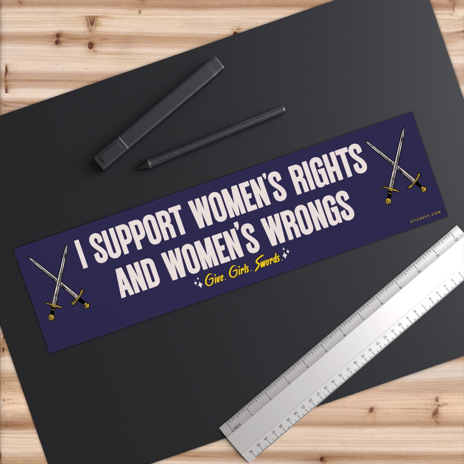 I Support Women's Rights And Women's Wrongs Bumper Sticker - Image 6
