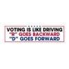 Voting Is Like Driving R Goes Backward D Goes Forward Bumper Sticker