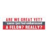 Are We Great Yet? Embarrassed by a Felon Bumper Sticker