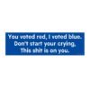 You Voted Red I Voted Blue Don't Start Your Crying This Shit Is On You