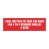 I Will Destroy My Mind And Body For 8 to 9 Hundred Dollars A Week Magnet Sticker