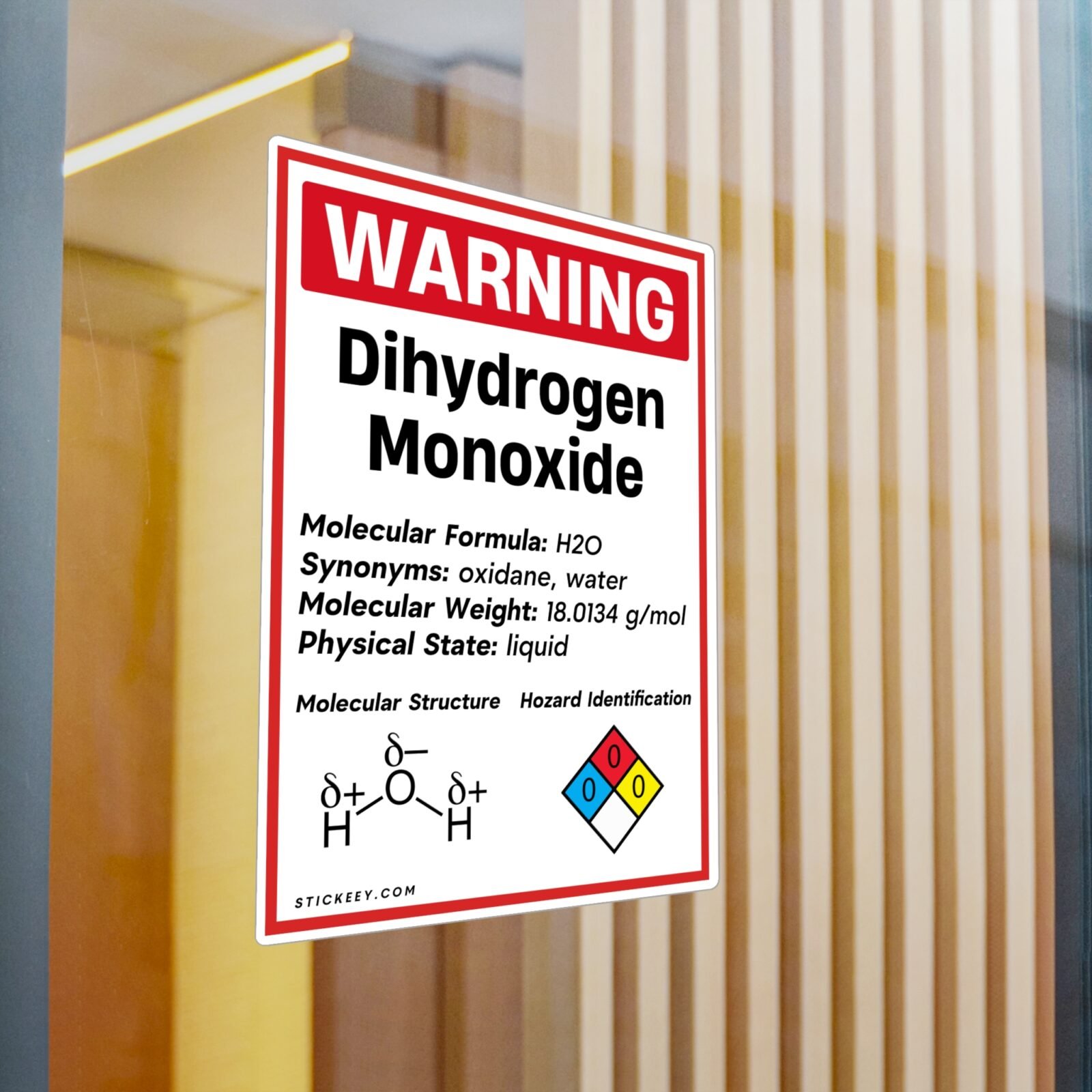 Warning Dihydrogen Monoxide Sticker