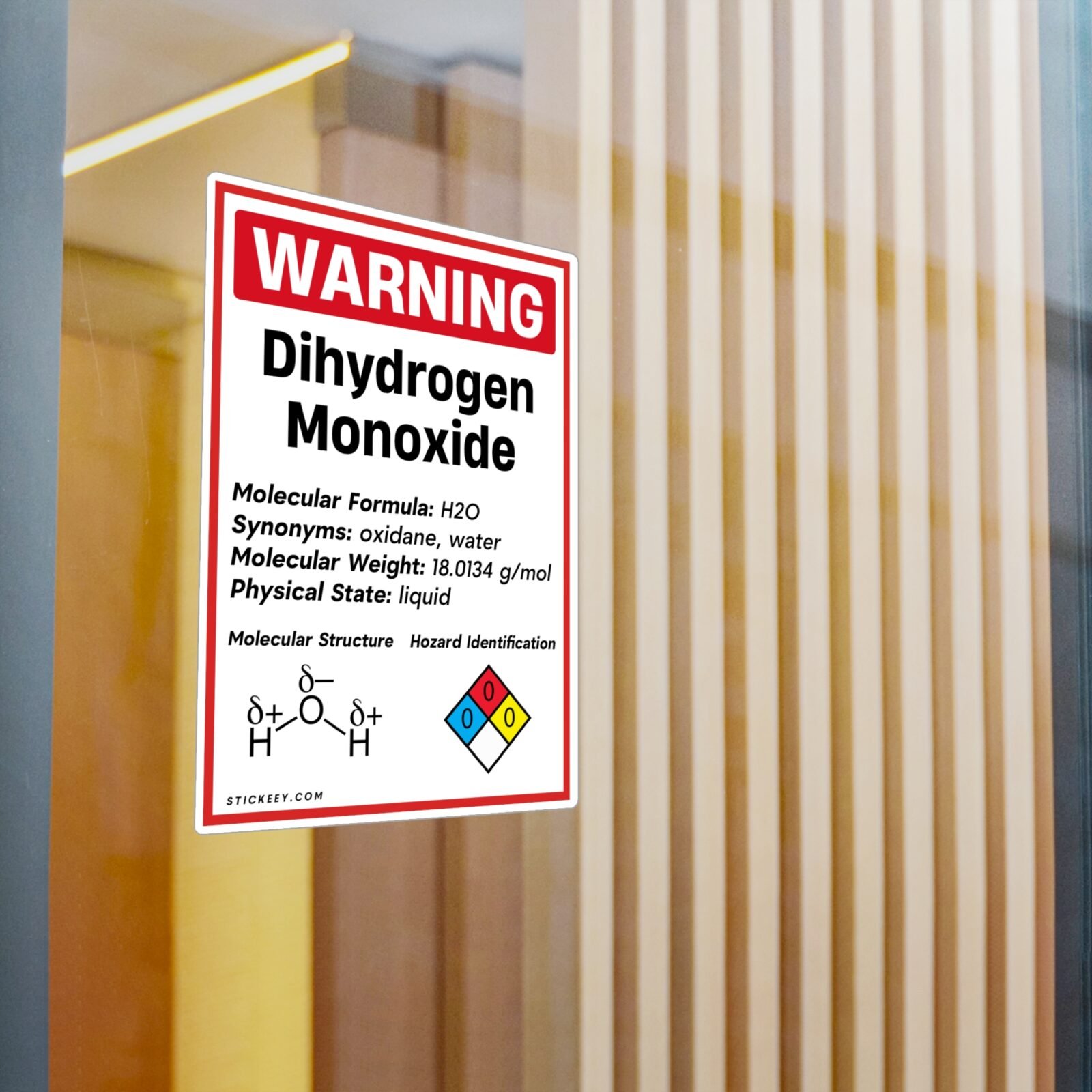 Warning Dihydrogen Monoxide Sticker