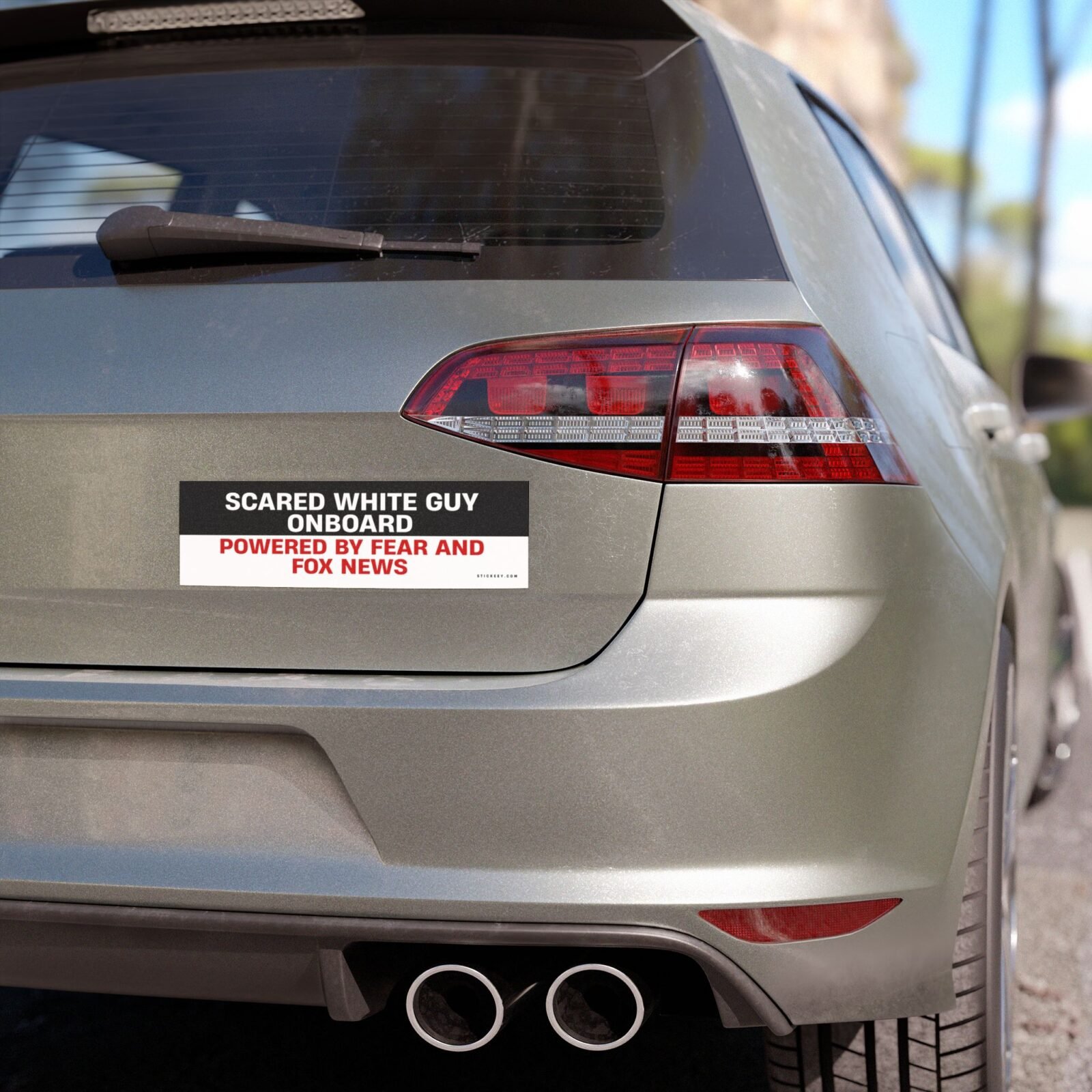 Scared White Guy Onboard Powered By Fear And Fox News Magnet Sticker