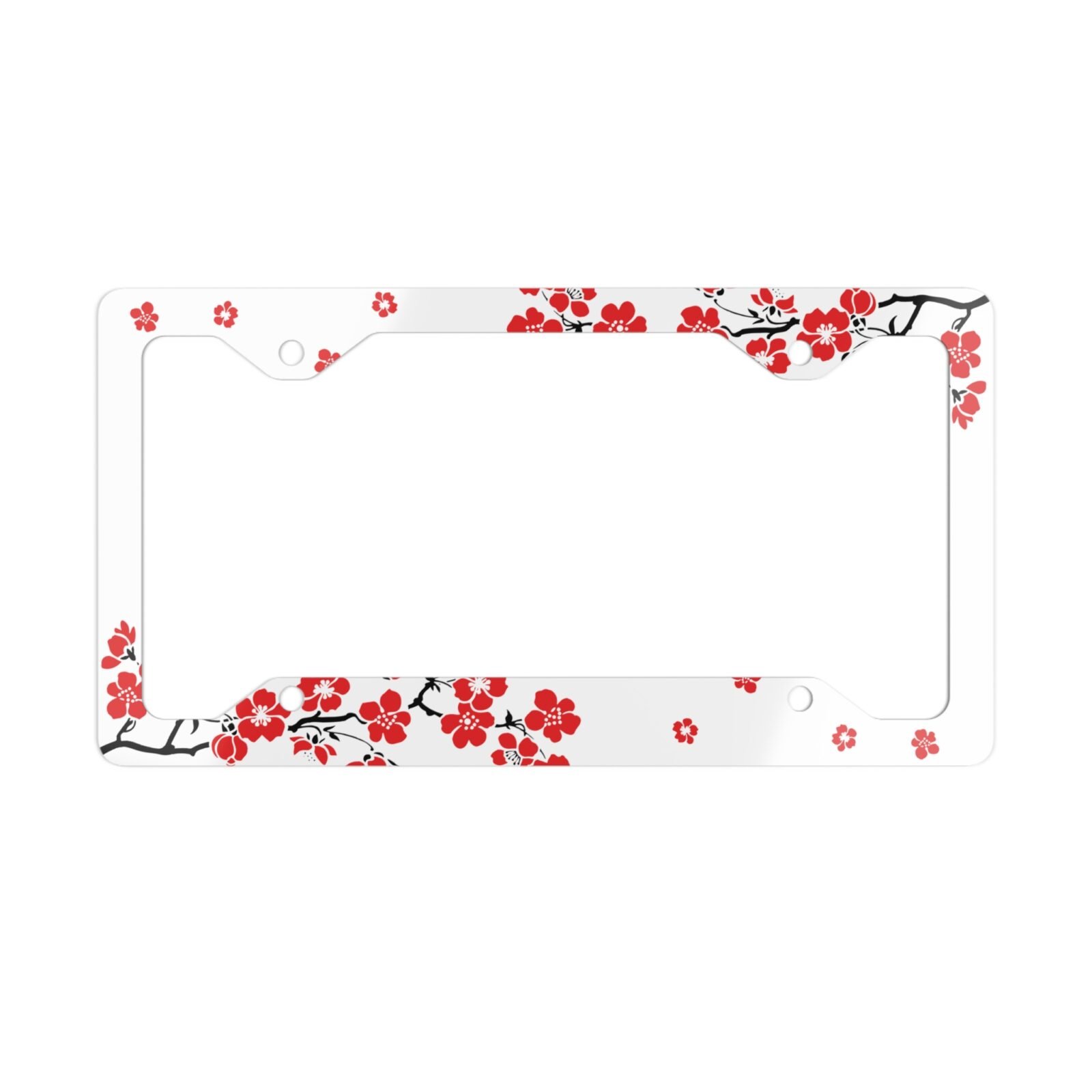 Black and Red Flower License Plate Frame