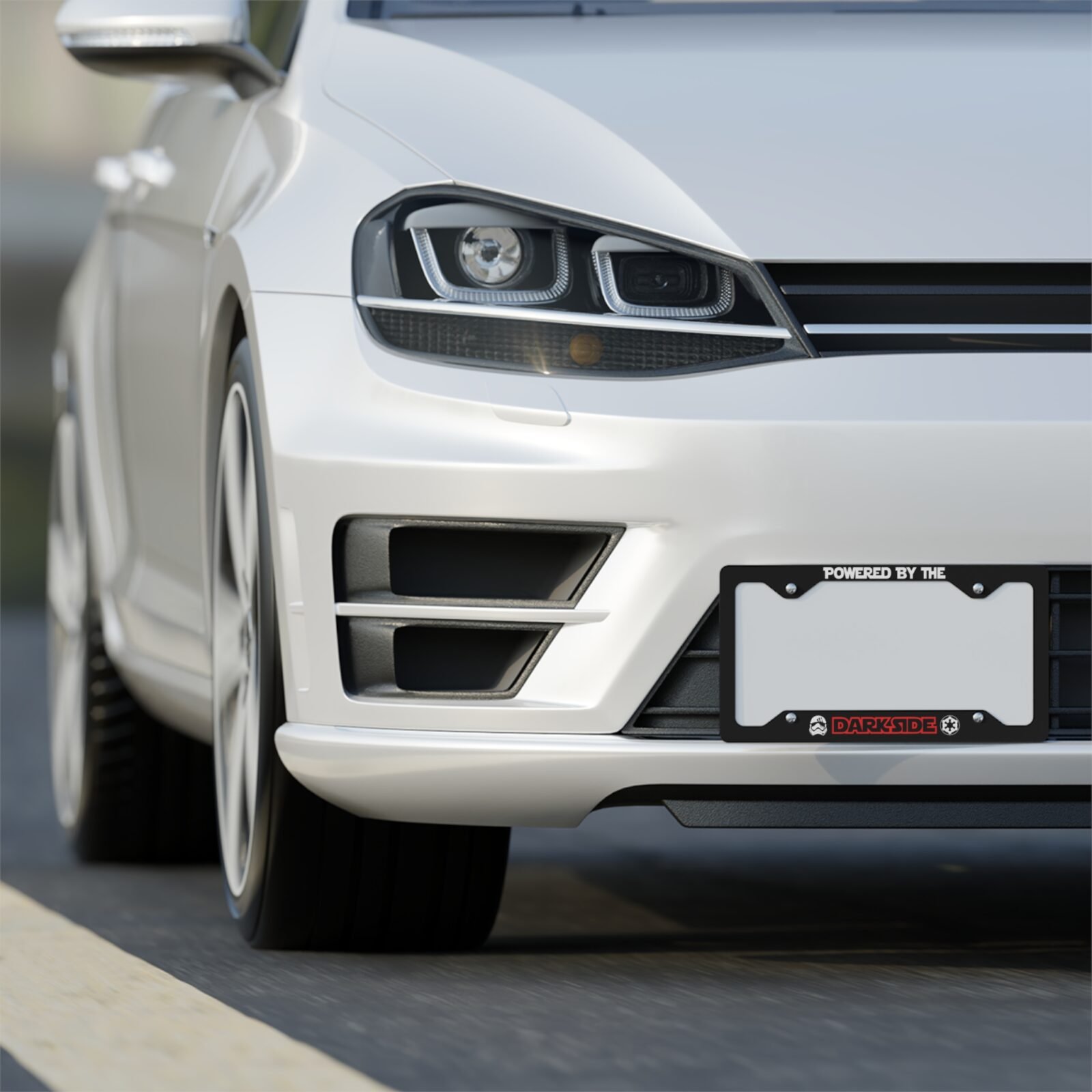 Powered by the Darkside License Plate Frame
