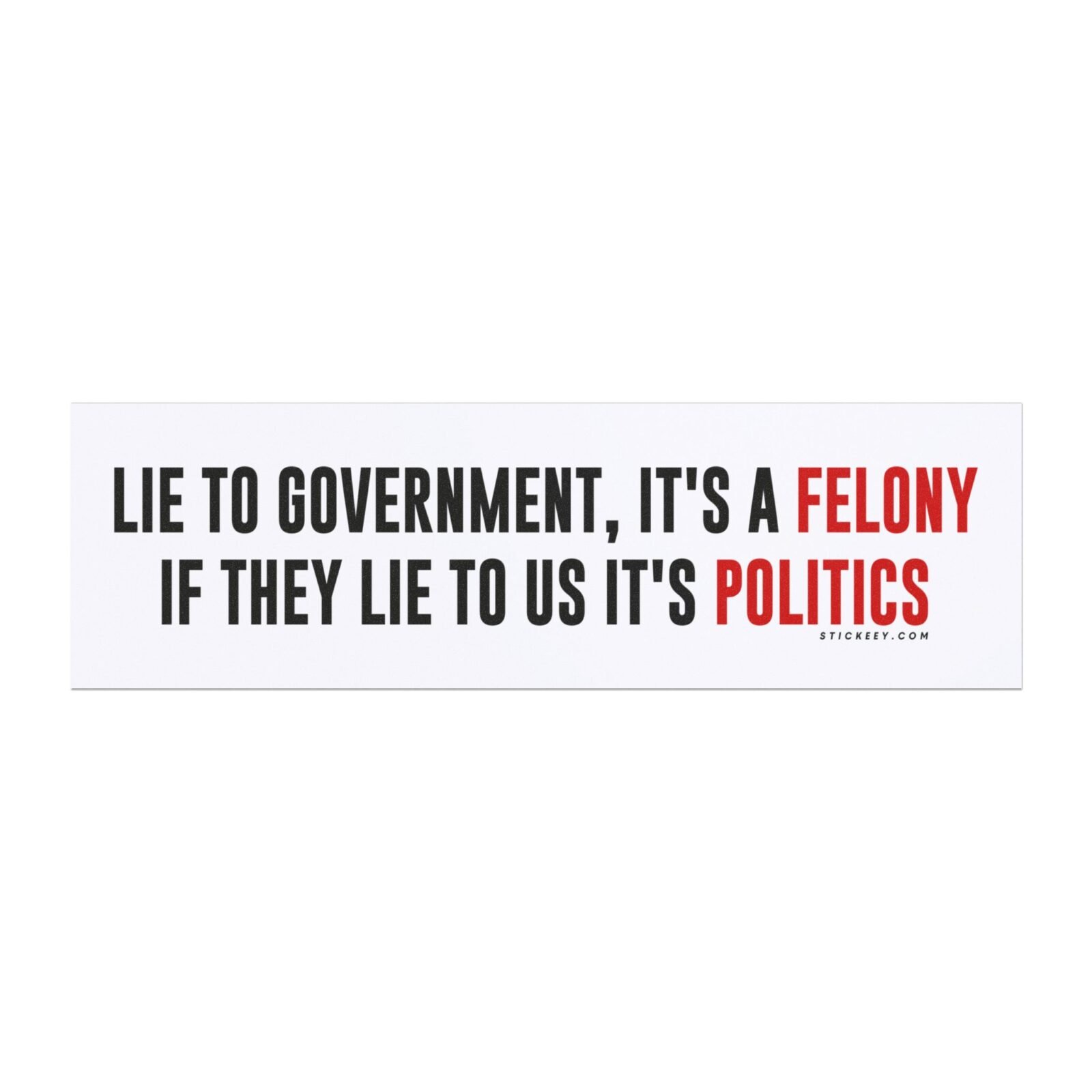 Lie To Government, It's A Felony If They Lie To Us It's Politics Magnet Sticker