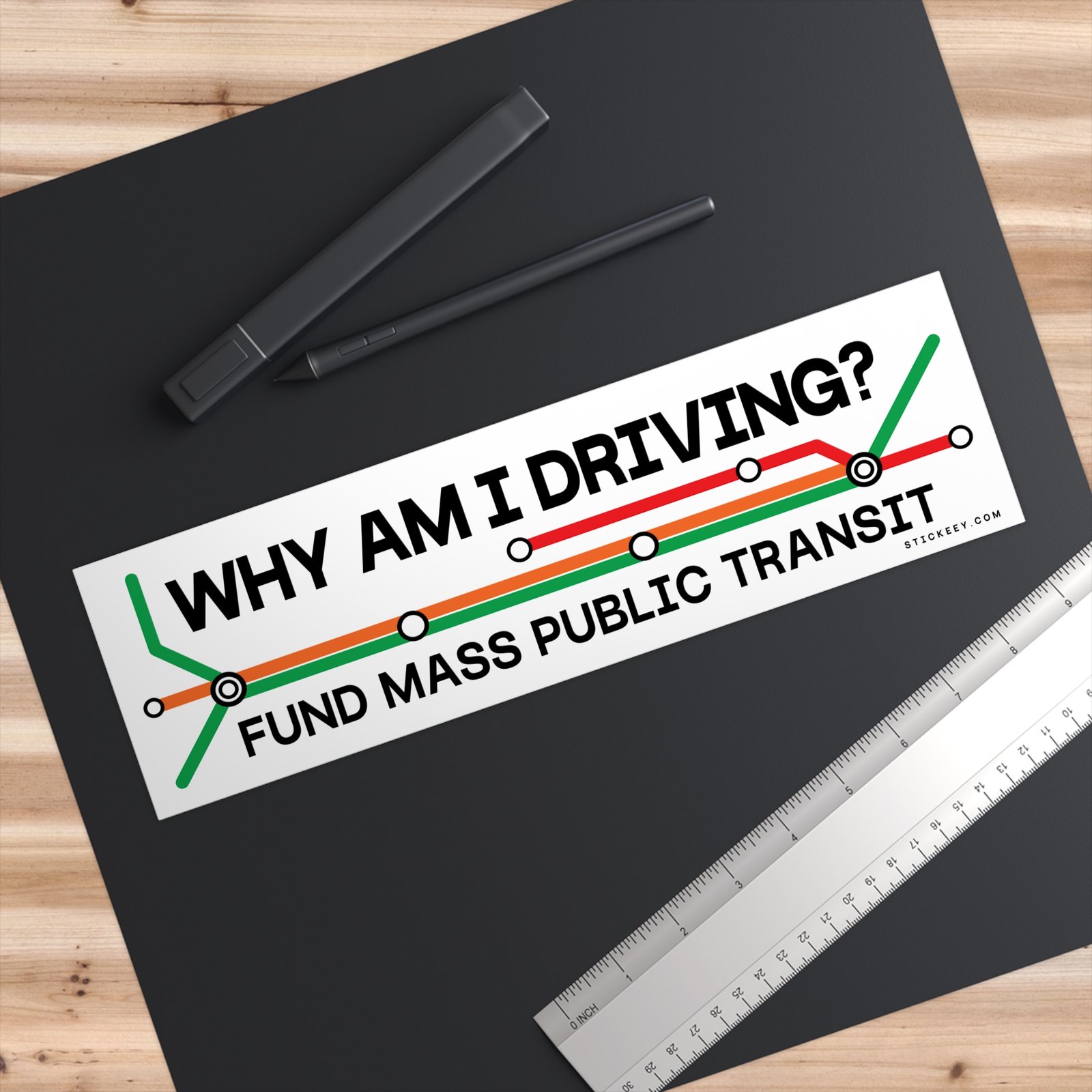 Why Am I Driving? Fund Mass Public Transit Bumper Sticker