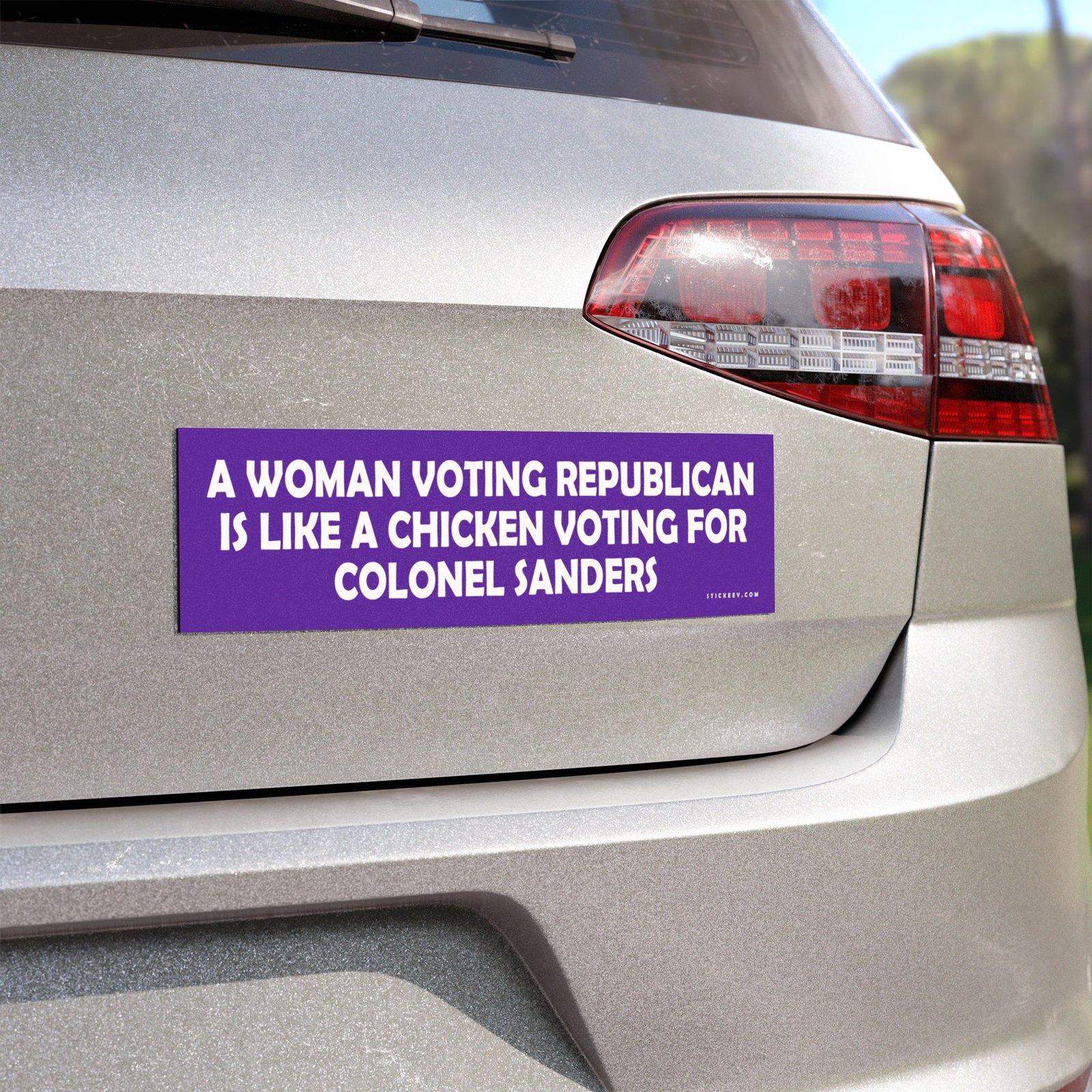A Woman Voting Republican Is Like A Chicken Voting For Colonel Sanders Magnet Sticker