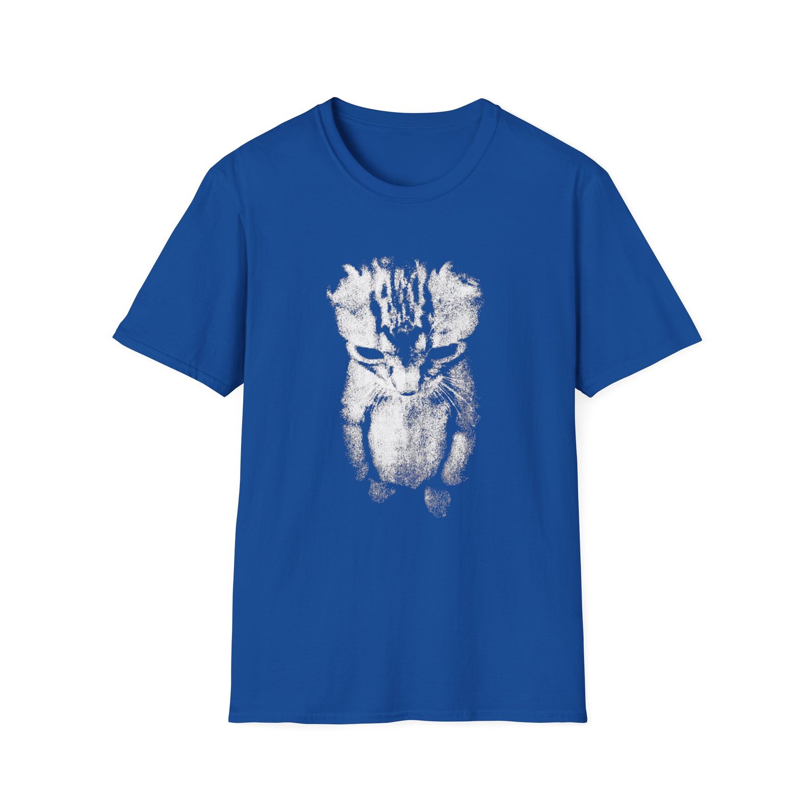 Sad kitten meme standing cat graphic printed on funny meme blue shirt