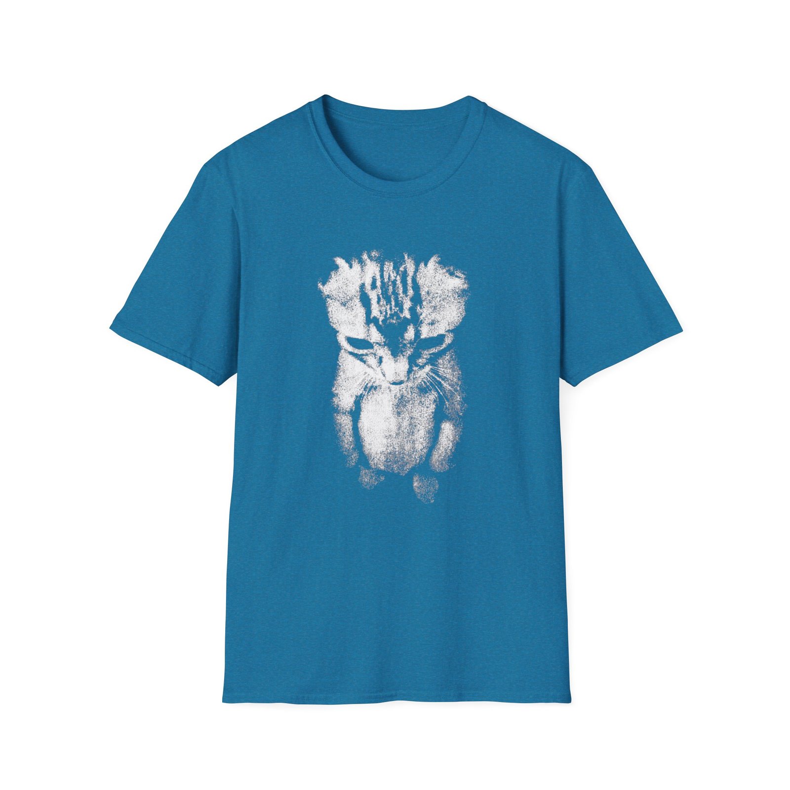 Sad kitten meme standing cat graphic printed on funny meme blue t-shirt
