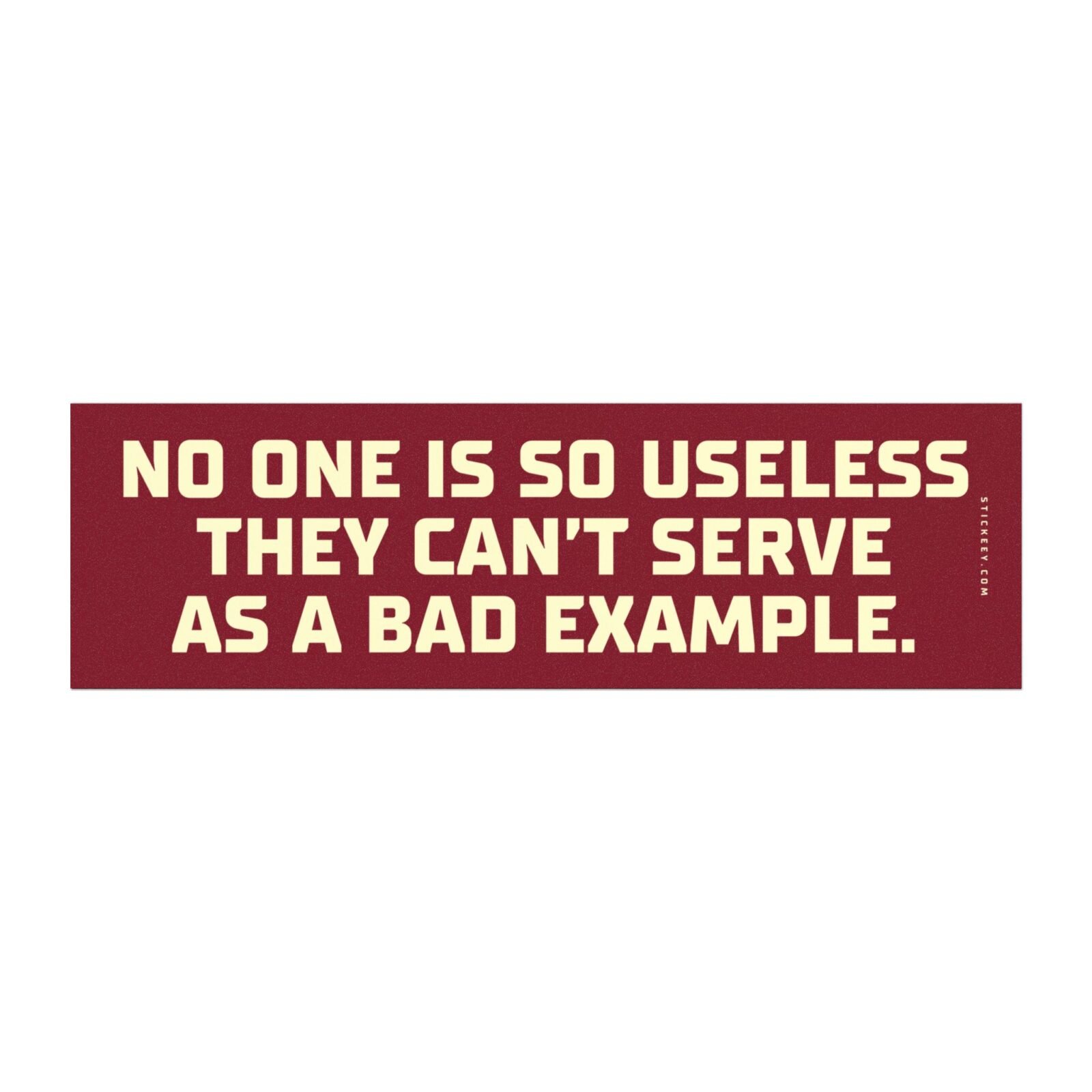 no one is so useless they cant serve as a bad example funny sarcastic car magnet sticker