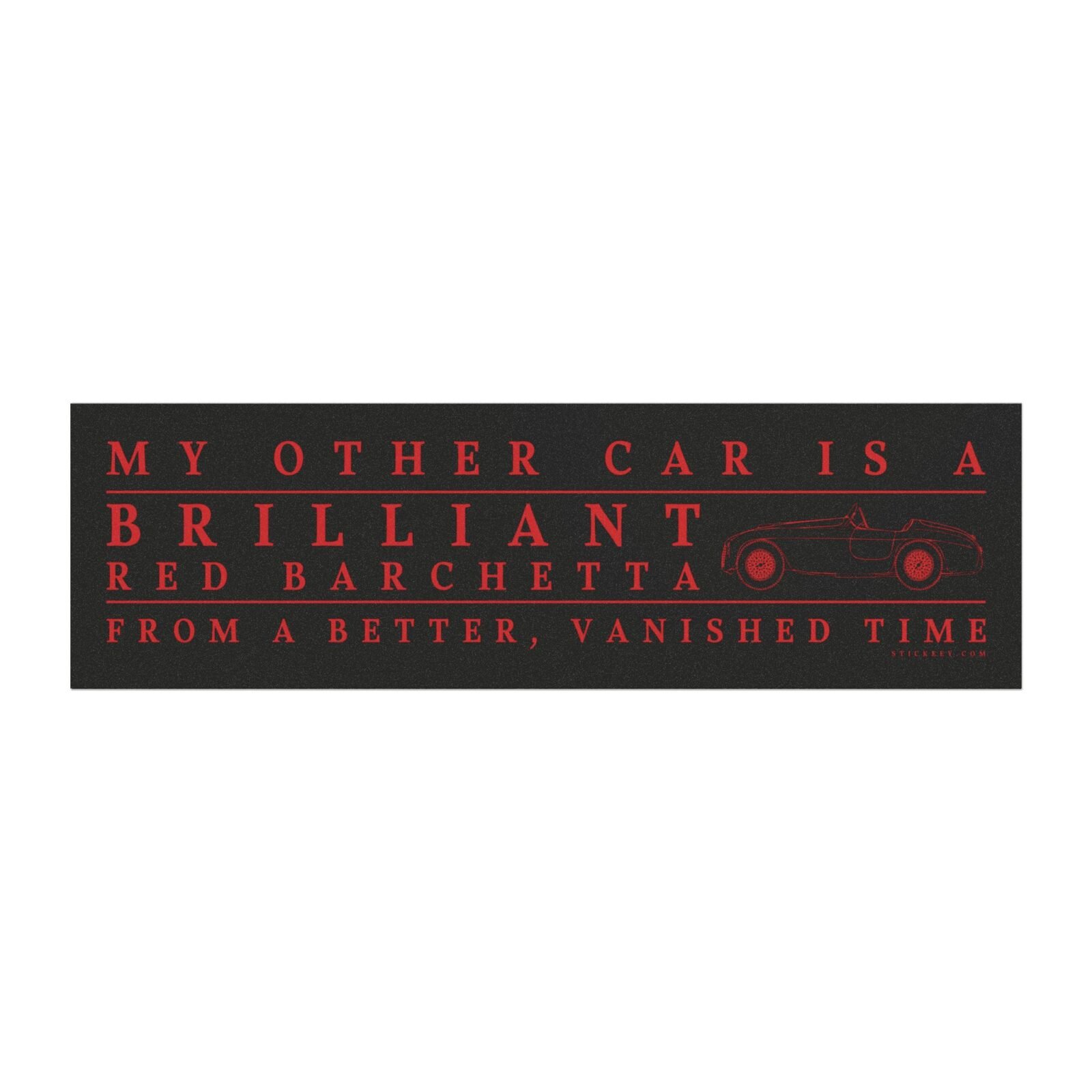my other car is a brilliant red barchetta funny vintage car magnet sticker nostalgic vehicle message