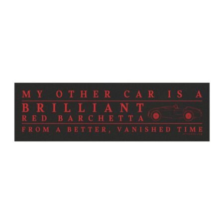 my other car is a brilliant red barchetta funny vintage car magnet sticker nostalgic vehicle message